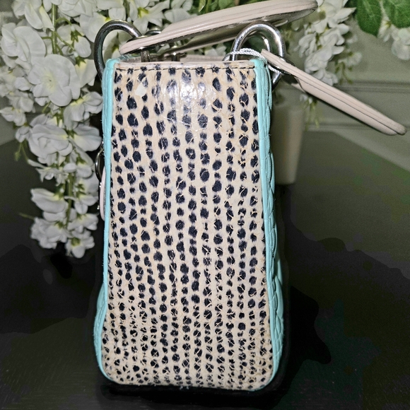Christian Dior Mint Green Leather Spotted Python Medium Lady Dior Bag - Picture 9 of 10